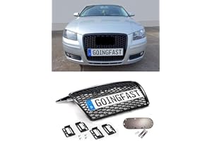 GOINGFAST Passend für Audi A3 8P Kühlergrill Waben Front Grill Emblemhalter 2x Simple Fix