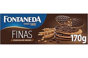 Fontaneda Galletas Digestive Finas Cubiertas de Chocolate Negro, Fuente de Fibra, 170 g