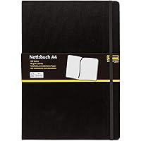 Idena 10053 - Notizbuch FSC-Mix, A4, Blanko, Papier Cremefarben, 96 Blatt, 80 g/m², Hardcover in Schwarz, 1 Stück