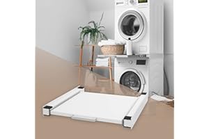 ‎ML DESIGN MODERN LIVING ML-Design Zwischenbaurahmen mit Ausziehplatte aus Stahl, 60x60 cm, Weiß, Verbindungsrahmen für Waschmaschine/Trockner, Zwischenbausatz mit Auszug als Ablage für Wäschekorb, Zwischenrahmen Universal