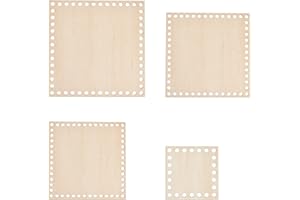 PH PandaHall 4 Taglie Cestino in Legno Fondo Quadrato Fondo in Legno Borsa Shaper Fondo per Maglieria Cestino all'Uncinetto Borsa Filati Tessitura Artigianato Fare, 10/15/17/20cm, Foro: 8 mm
