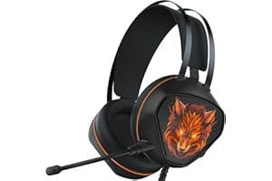 syndesmos Gaming Headset für PS5, PC, Switch, Xbox, PS5 Headset Headset mit Mikrofon, Gaming Kopfhörer mit Kabel (ORANGE)