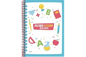 EDIDÁCTICA Agenda Escolar 2023-2024. // 2 Días por página // Bilingüe Español-Inglés // Espiral plástico y tapas protectores // Formato A5. Tamaño 150 x 211 // Tapa blanda