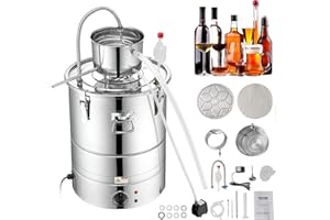 VEVOR Kit di Distillatore Elettrico Alcol in Acciaio Inox Capienza 30L Potenza Nominale 1800W con Pompa dell'Acqua Potenza 6,8-8W, Alambicco Distillatore in Acciaio Inox Uso Alimentare Acqua Alcol