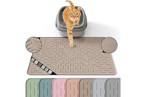 OHMO Cat Litter Mat 60 x 40 cm Beige Premium Silicone Trapping Mat, Easy to Clean Waterproof Kitty Under Box Trapping Mat, Keep The Floor Tidy