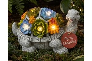 Mosii Large Solar Turtle Garden Ornaments Outdoor Indoor Decor, Waterproof Statue Figurine Sculpture with 7 LED Solar Lights - Housewarming Decorations Garden Gifts for Women Men