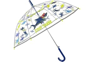 Parasol Dzieci 4 5 6 7 Lat Automatyczny - Wiatroodporny Odblaskowymi Detalami dla Chłopców - Długi Parasol Przezroczysty Solidny - Materiału POE Średnica 74 cm PERLETTI