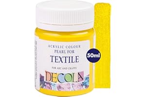 Decola - Gelbe Glitzer Effekt Textilfarbe 50ml | Hochpigmentierte Textilfarben Waschmaschinenfest | Hergestellt von Nevskaya Palitra