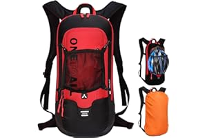 LOCAL LION Plecak rowerowy, plecak narciarski, mały dla kobiet i mężczyzn, 6 l, ultralekki, wodoszczelny, z systemem do picia do 2 l – idealny do jazdy na nartach – idealny do jazdy na rowerze – czarny czerwony, żółty, niebieski