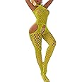 CHICTRY Womens Fishnet Sleeveless Teddies Lingerie Jumpsuit Cutout Hollow Out Halter Neck Bodysuit