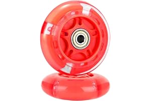 SUNJULY Roue de rechange pour scooter - 1 roue flash LED 80 mm - Mini Maxi Micro - Roues de rollers clignotantes - Arrière - ABEC-7 - 80 mm - Pour enfants et adolescents - Pour l'intérieur et l'extérieur -