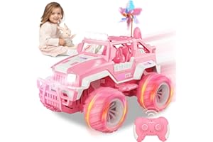 FORMIZON Pink RC Ferngesteuertes, Ferngesteuertes Auto Off-Road mit LED, 1/18 Off-Road Auto mit Windmühle, Geeignet für 3-12 Jungen Mädchen, Ideale Spielzeug Geschenke für Geburtstag (Jeep)