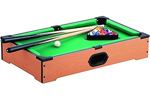 Mister Gadget Mg2017 Jeu de Table Billard avec 2 Queues 16 Boules 1 Triangle et 1 Craie Bleue Bois Plastique et Textile Marron Vert et Multicolore H10 X 31 X 51 cm