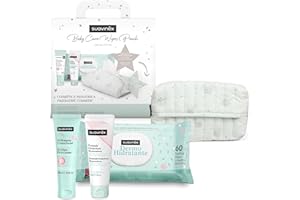 Suavinex, Regalo Bebé Recién Nacido, Canastilla Bebé con Porta Toallitas de Tela con: Crema del Pañal - Pomada Protectora Reparadora + Crema Facial + Toallitas Dermohidratantes, Azul