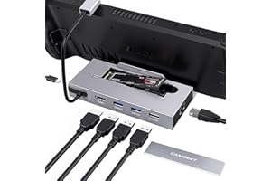CAMGEET Stacja dokująca do Steam Deck, 7 w 1 Steam Deck Docking Station z obudową SSD M.2 NVME, HDMI 2.0 4K@60Hz,PD 100W,USB 3.0,USB 2.0,Gigabit Ethernet do akcesoriów Steam Decks