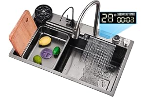 MIMRTIMI Évier de cuisine rectangulaire en acier inoxydable - Noir - Résistant aux taches et facile d'entretien (85 x 45 cm)