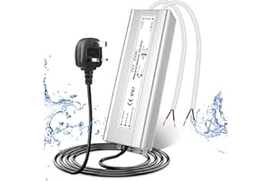 LightingWill 12V 200W Power Supply IP67, 16.6A Outdoor Waterproof LED Driver With Plug, AC 240V to DC 12 Volt Transformer for LED Lighting, CCTV, Computer Project