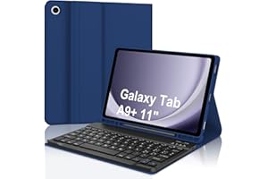 SENGBIRCH Custodia Tastiera Samsung Galaxy Tab A9 Plus, Tastiera Samsung Galaxy Tab A9+ 11", Samsung Galaxy Tab A9+ Cover con Tastiera, Tastiera Bluetooth Wireless Italiano & Smart Cover, Blu Navy