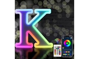 Tosakey Light Up Letters, LED Letter Lights Sign 18 Color Changing with Bluetooth App Remote Night Lights Gift for Girl Boy Women Birthday Christmas Party Wedding Bar Decor (K)