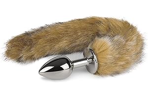 EasyToys Fetish Collection - Plug Anal 6 cm - Pequeño - plug anales plata con cola de zorra marrón de 34 cm - elegantes juguetes anales - Fox tail plug