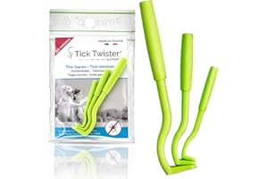 Tick Twister Tick Remover Tools for Dogs, Cats and Humans 3 Pcs - Safe and Pain Free Tick Removal of Small, Medium and Large Ticks - Made in France by O'Tom