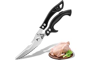 PLYS Tijeras Cocina Profesionales Multiuso Tijeras de Cocina para Cortar Pollo Pescado Carne Hoja de Plata