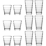 LEONARDO HOME Onda Wasser-Gläser, 12 Stück (1er Pack), spülmaschinengeeignete Saft-Gläser, Trink-Becher aus Glas mit Muster, 