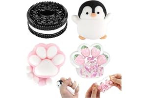 Audasi 4Pcs Taba Squishy Cat Paw Penguin Squishy Biscotto Giocattolo Antistress Giocattolo Di Simulazione Di Biscotto Da Pizzicare Stress Ball Squeeze Toys Anxiety Relief Per Adulti