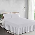 RAY BEDDING 400 THREAD COUNT 100% EGYPTIAN COTTON EXTRA DEEP FRILLED VALANCE SHEET DOUBLE, WHITE (White, Double)