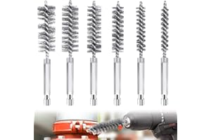 CAINCAY Lot de 6 brosses pour chaudière, brosse cylindrique, brosse métallique en acier inoxydable, diamètre de la brosse perforée, en acier inoxydable, pour le nettoyage de la chaudière