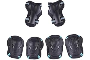 Ulikey Kinder Schützer, 6 in 1 Kit Knieschoner Ellenbogenschoner Handgelenkschoner Schutzausrüstungen Set, Kinder Protektorenset für Skateboard Fahrradfahren Skateboard Reiten