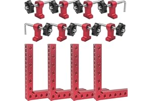 BIGP 4 Pcs Équerre de Positionnement à 90 degrés, Pince de Fixation à Angle Droit en Alliage D'aluminium, Outil de charpentier pour le travail du bois Cadre photo Armoires Tiroirs (14 cm/5.5")