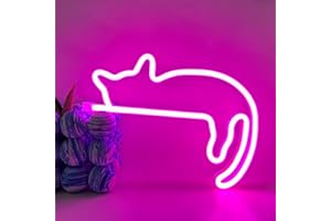 UExnkj-Y Gatto Insegne al Neon Cat Neon Sign decorazione della camera da letto lampade neon rosa alimentato tramite USB con interruttore regali di festa neon