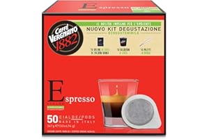 Caffè Vergnano 1882 Cialde Ese Espresso 50 Pezzi + Kit Compostabile con Zucchero, Bicchierini E Palette, 347 g