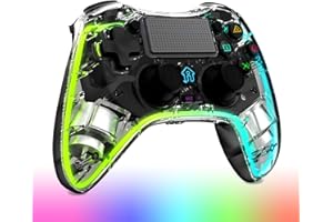 Shiptree Mando para PS4, Mando Inalámbrico Compatible para P4/Pro/Slim/PC con Turbobotón/Botón Trasero, LED RGB Controlador con Doble Vibración/Sensor De Giroscopio De 6 Ejes/Panel Táctil - Negro