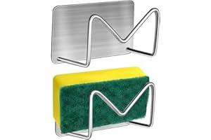 CHENEVER 2 Pezzi Supporto per Spugna Autoadesiva in Acciaio Inox 304 per Lavandino da Cucina Portaspugna Senza Foratura per Conservazione di Panni e Spugne