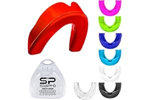 SIALPRO Mouthguards Slim Fit Adult Senior Mouldable Gum Shield with Case for Boxing Men MMA Rugby Hockey Basketball Muay Thai Kickboxing Football All Contact Sports (12+ Years, Red)
