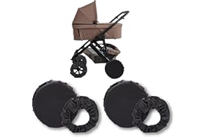 Zamboo Copriruota Passeggino - Set di 4 Coperture Esterne per Ruote Buggy - Copriruote Carrozzina Impermeabili per Auto e Casa - Nero