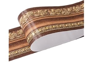 WDRAGON Frise murale autocollante à motif floral pour décorer la maison - idéal pour une cuisine ou une salle de bains - 10,2 cm x 5 m, marron