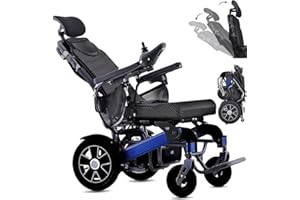 Broobey Liegender elektrische Rollstühle für Erwachsene, Leichte Elektrorollstühle stützung 150Kg, elektrisch motorisierter Faltrollstuhl für Senioren, 30+ km lange Reichweite (20 Ah Li-Batterie)