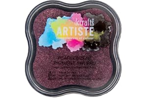 DOCRAFTS ARTISTE Artiste Pigment Pearlescent Dusky Rose Ink Pad for Stamping, Embossing Powders, Crafting Supplies, Pigmented Use with Clear Stamps, Rubber Stamps, Ink Pads are Safe Non-Toxic Acid-Free