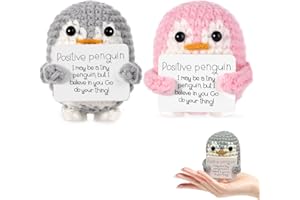YSBCNK 2 PCS Positive Penguin, Positive Gifts, Penguin, Positive, Positivity Gifts, Cheering Gift for Family Friends Encouragement Party Decoration (Gray+Pink)