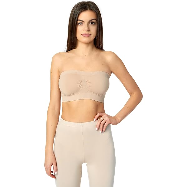 HBselect Beha zonder beugel voor dames, met vulling, comfortabel, minimizer, bralette, push-up-beha, naadloos, met extra verlenging, Beige, L