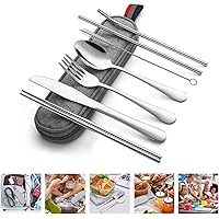 Reise Camping Besteck, 8 Stück Bestecksets, Campingbesteck Aus Edelstahl Mit Etui, Reise Camping Besteck - Gehören…