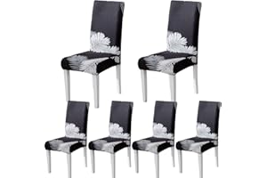 ARNTY Stuhlhussen 4/6er Set, Stuhlbezug Jacquard Esszimmer Stuhlhussen Schwingstühle Universal Hussen für Stühle für Esszimmer, Hotel, Küche, Zeremonie (Schwarze-Feder, 6 Stück)