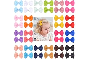 Jollybows 40 Fermagli per Capelli per Bambine, Mini Fermagli per Capelli in Grosgrain, Accessori per Capelli per Bambini e Neonati da 4,5 cm / 1,8 Pollice