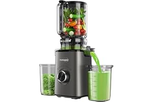 ‎KOTOPA Kotopa Entsafter Gemüse und Obst, Slow Juicer mit 120 MM XL-Einfüllschacht, 600 mL Saftbehälter, Elektrische Kaltpress Saftpresse für Familien, Gesundheitsbewusste, Einfache Reinigung(Grau)
