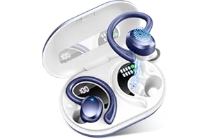 RULEFISS Auriculares Inalambricos Deportivos, Auriculares Bluetooth 5.3, 48H HiFi Estéreo, ENC Cancelacion Ruido, IP7 Impermeable Cascos Inalambricos Bluetooth Carga Rápida, Auriculares Running(Azul Marino)