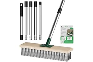 ytorgr Yard Brush Heavy Duty Wire Broom Outdoor with 57" Telescopic Handle,Stiff Metal Bristle Garden Brush for Patio, Deck,Garden
