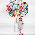 TOYXE Happy Birthday Round Foil Balloon Assorted Design Pack of 10 Pcs